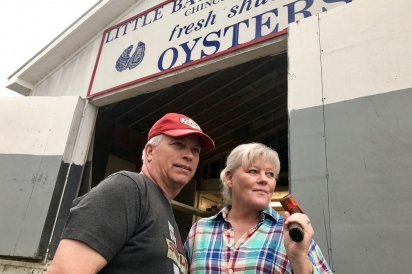 Bob and Wendy Huntley at the Little Bay Seafood construction site