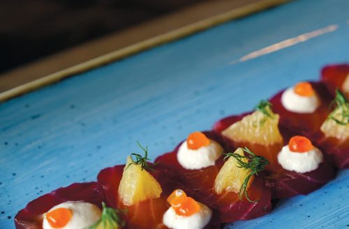 Beet Cured Salmon With Horseradish Crème Fraiche